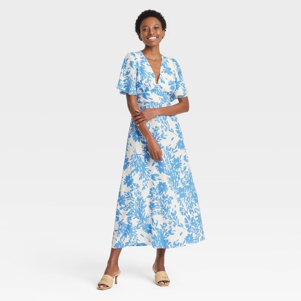 a new day Blue and White Floral Maxi Dress
